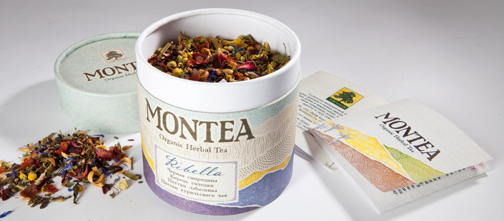 Органический травяной чай Montea - дизайн упаковки и разработка логотипа и названий